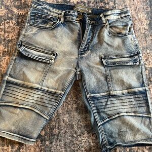 Men's Blue Denim Cargo Shorts